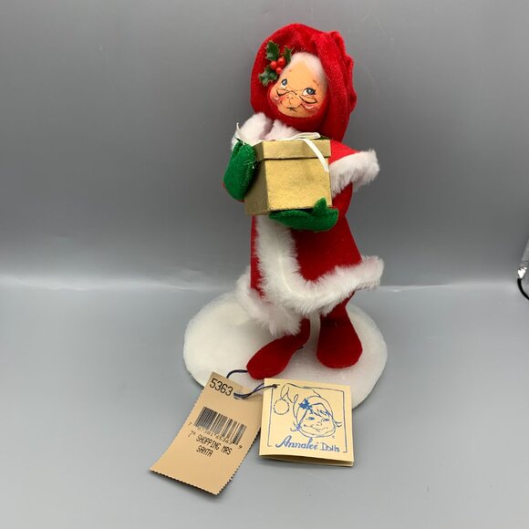 Vintage Annalee Collectible 7" Mrs Santa Shopping Poseable Doll - Picture 1 of 10